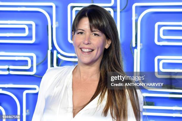 Fim director Patty Jenkins poses on the red carpet upon arrival to attend the European premiere of the film "Ready Player One" in London on March 19,...