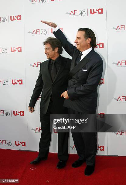 Actors Al Pacino and Andy Garcia arrive to the 35th AFI Life Achievement Award tribute to Al Pacino held at the Kodak Theatre on 07 June, 2007 in...