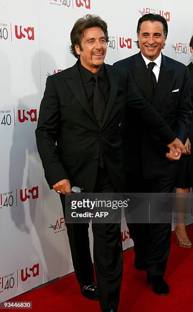 Actors Al Pacino and Andy Garcia arrive to the 35th AFI Life Achievement Award tribute to Al Pacino held at the Kodak Theatre on 07 June, 2007 in...