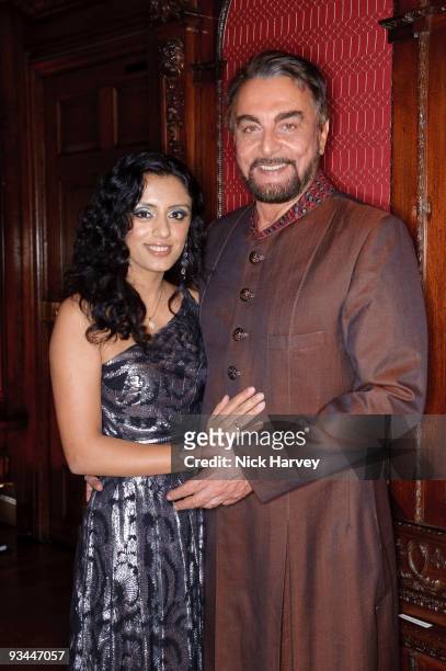 Parveen Dusanj and Kabir Bedi attend gala dinner in aid of the 2008 Mumbai terror victims hosted by the DVK Foundation at Kensington Palace on...