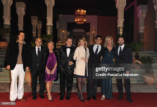 Younes El Enaoui, Mansour Barahmi, guest, Ilie Nastase, guests, Henri and Florentine Leconte attend the Mamounia hotel inauguration on November 26,...