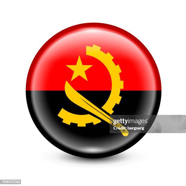 angola flag button. vector illustration - angola flag stock illustrations