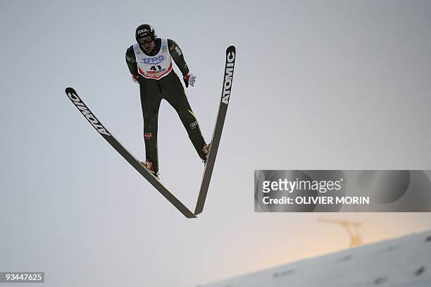 Germany's Ronny Ackermann jumps during the Provisional Round of the Nordic Combined World Cup in Ruka-Kuusamo on November 27, 2009. Ackermann took...