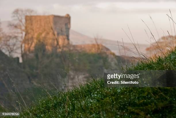remains of peveril castle from cavedale, derbyshire, uk - silentfoto sheffield bildbanksfoton och bilder