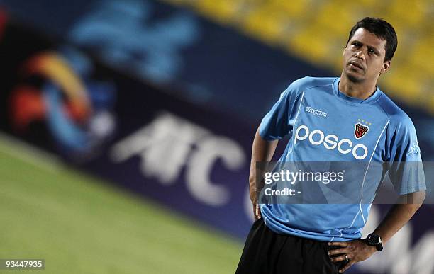 Sergio Farias, Brazilian coach of South Korea's Pohang Steelers, attends a training session in Doha on October 27 on the eve of their AFC Champions...