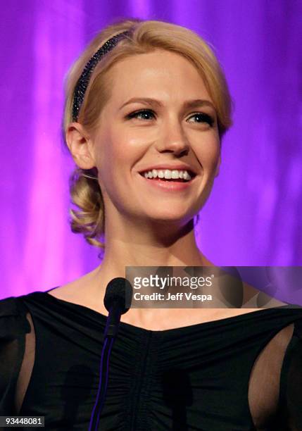 Actress January Jones speaks at Variety's 1st Annual Power of Women Luncheon at the Beverly Wilshire Hotel on September 24, 2009 in Beverly Hills,...