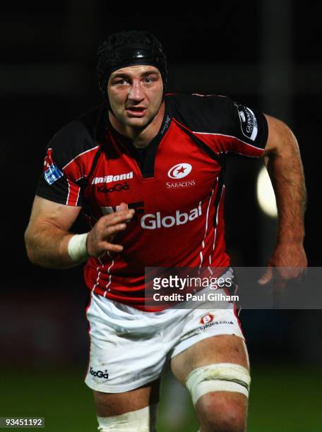 Steve Borthwick of Saracens in action during the Guinness Premiership match between Worcester Warriors and Saracens at Sixways Stadium on November...