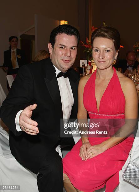 German politican Hubertus Heil and his wife Solveig Orlowski attend the annual press ball 'Bundespresseball' at the Intercontinental Hotel in Berlin...