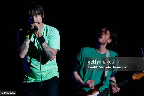 Anthony Kiedis of Red Hot Chili Peppers performs during the second day of Lollapalooza Chile 2018 at Parque O'Higgins on March 17, 2018 in Santiago,...