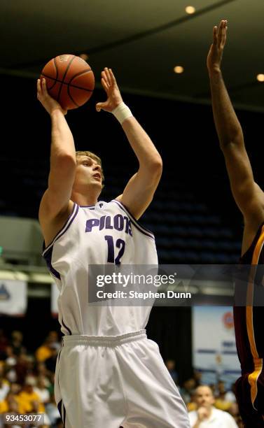 Robin Smeulders of the Portland Pilots shoots against the Minnesota Gophers at the 76 Classic at Anaheim Convention Center on November 27, 2009 in...