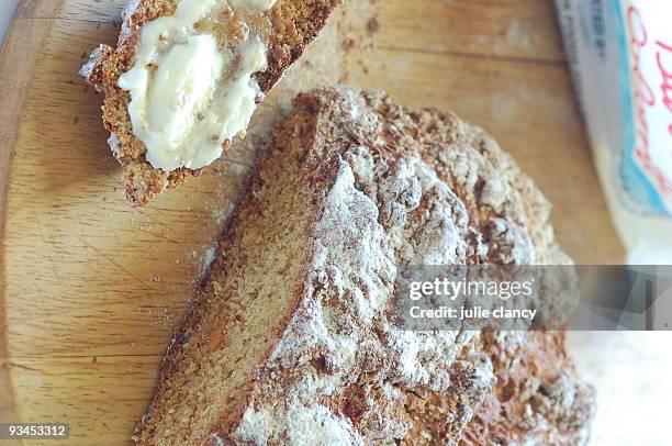 irish soda bread with butter - soda bread stock pictures, royalty-free photos & images