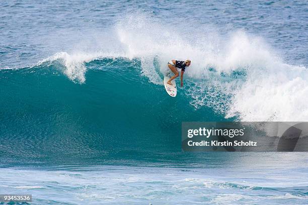 Bethany Hamilton of Hawaii surfs during round 2 of the Gidget Pro on November 27, 2009 in Sunset Beach, Hawaii.