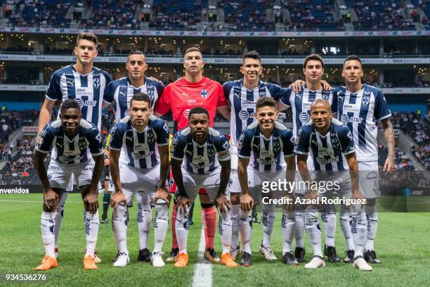 Players of Monterrey pose prior the 12th round match between Monterrey and Queretaro as part of the Torneo Clausura 2018 Liga MX at BBVA Bancomer...