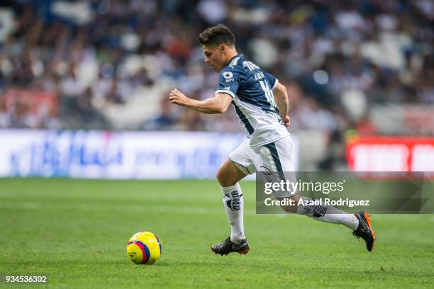 Arturo Gonzalez of Monterrey drives the ball during the 12th round match between Monterrey and Queretaro as part of the Torneo Clausura 2018 Liga MX...