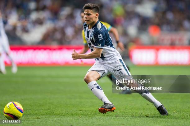 Arturo Gonzalez of Monterrey drives the ball during the 12th round match between Monterrey and Queretaro as part of the Torneo Clausura 2018 Liga MX...