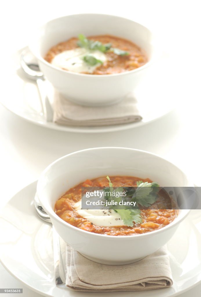 Red lentil & preserved lemon soup