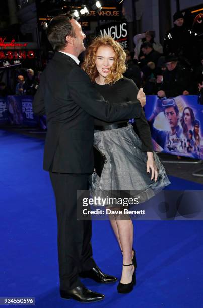 Ralph Ineson and daughter Becky Ineson attend the European Premiere of "Ready Player One" at the Vue West End on March 19, 2018 in London, England.
