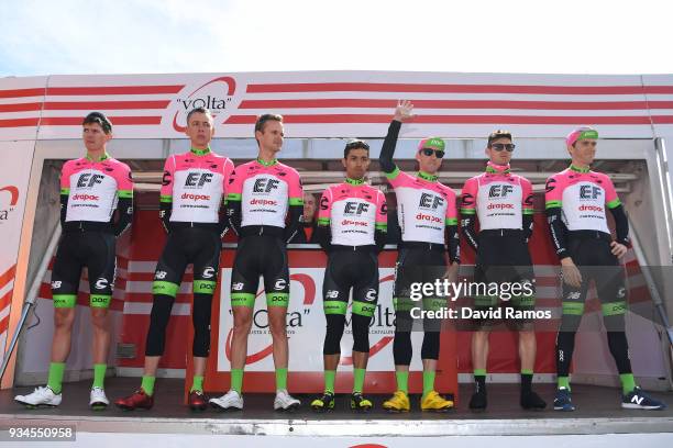 Start / Podium / Pierre Rolland of France / Michael Woods of Canada / Daniel Martínez of Colombia / Nathan Brown of The United States / Hugh Carthy...