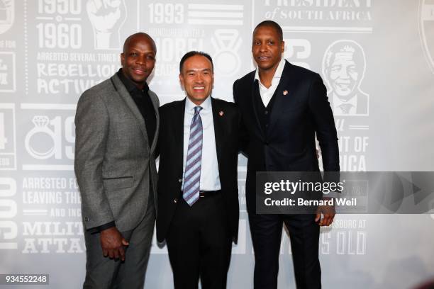 Donovan Bailey, Mark Tatum, NBA Commissioner and Masai Ujiri arrive at the second annual Giant of Africa event, led by Raptors GM Masai Ujiri.