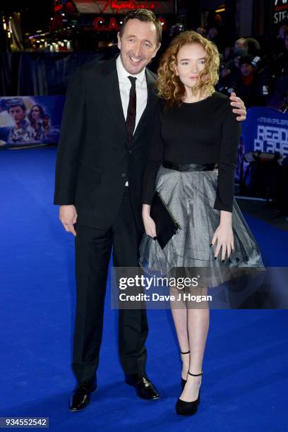 Ralph Ineson and Becky Ineson attend the European Premiere of 'Ready Player One' at Vue West End on March 19, 2018 in London, England.