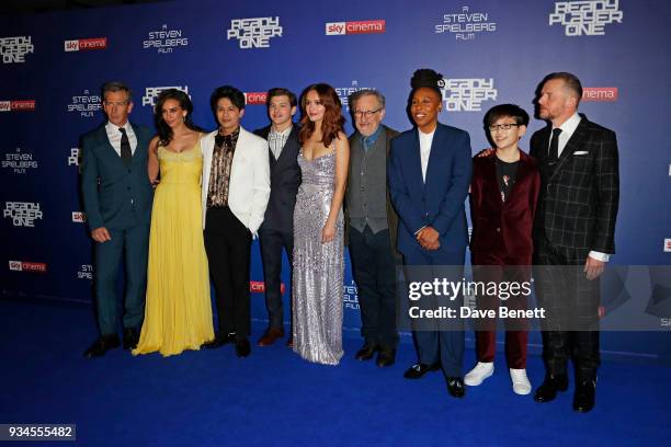 Ben Mendelsohn, Hannah John-Kamen, Win Morisaki, Tye Sheridan, Olivia Cooke, director Steven Spielberg, Lena Waithe, Philip Zhao and Simon Pegg...