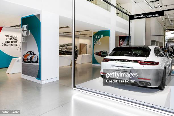 General view of the Porsche exhibition preview of '70 Jahre Faszination Sportwagen' at DRIVE. Volkswagen Group Forum on March 19, 2018 in Berlin,...