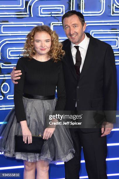 Actor Ralph Ineson and his daughter Becky Ineson attend the European Premiere of 'Ready Player One' at Vue West End on March 19, 2018 in London,...