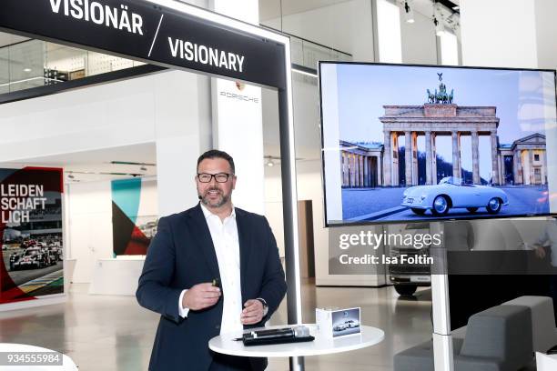 Achim Stejskal during the Porsche exhibition preview of '70 Jahre Faszination Sportwagen' at DRIVE. Volkswagen Group Forum on March 19, 2018 in...