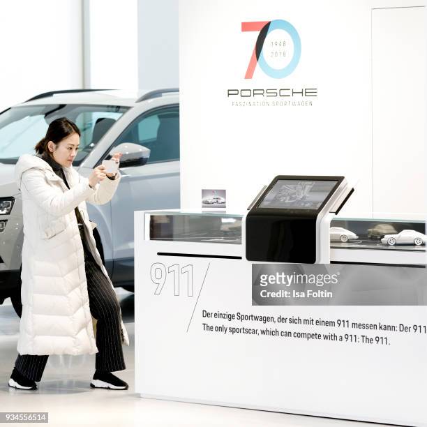 General viw of the Porsche exhibition preview of '70 Jahre Faszination Sportwagen' at DRIVE. Volkswagen Group Forum on March 19, 2018 in Berlin,...