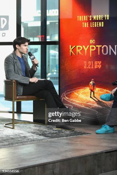 Actor Cameron Cuffe visits the Build Series to discus the new TV show "Krypton" at Build Studio on March 19, 2018 in New York City.