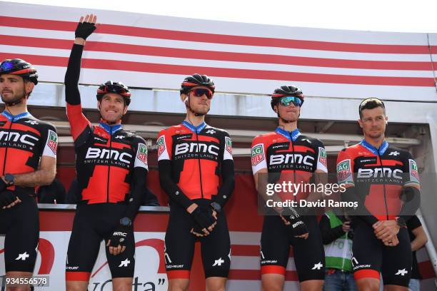 Start / Podium / Tejay van Garderen of The United States / Brent Bookwalter of The United States / Nicolas Roche of Ireland / Danilo Wyss of...