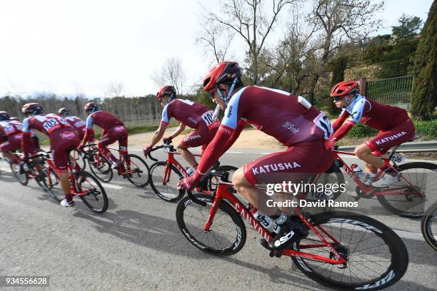 Willem Jakobus Smit of South Africa and Team Katusha-Alpecin / Matteo Fabbro of Italy and Team Katusha-Alpecin / Feed zone / during the 98th Volta...