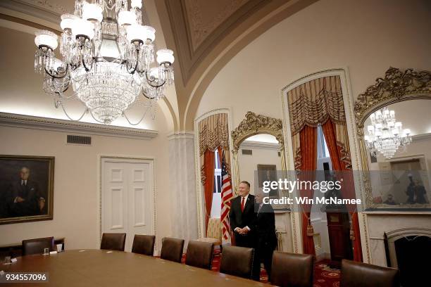 Senate Foreign Relations Committee Chairman Bob Corker meets with Mike Pompeo , currently the Director of the CIA and also nominated by U.S....