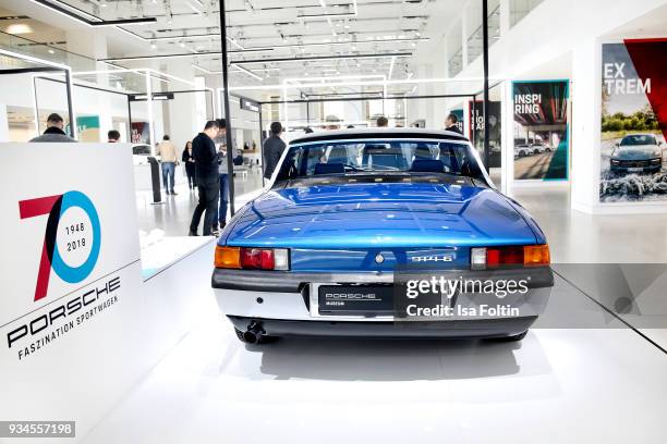 General view of the Porsche exhibition preview of '70 Jahre Faszination Sportwagen' at DRIVE. Volkswagen Group Forum on March 19, 2018 in Berlin,...