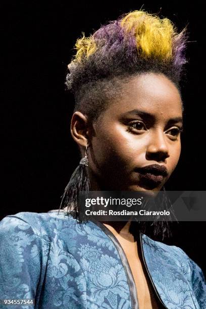 Model is seen during Class Hair Academy Trend Preview Spring - Summer 2018 show during On Hair Collection at BolognaFiere Exhibition Centre on March...