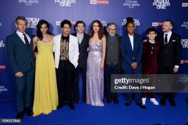 Ben Mendelsohnm, Hannah John-Kamen, Win Morisaki, Tye Sheridan, Olivia Cooke, director Steven Spielberg, Lena Waithe, Philip Zhao and Simon Pegg...