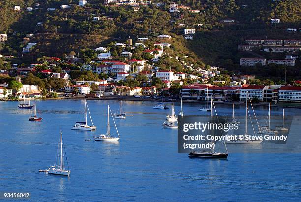 sailboats in st thomas harbor - charlotte amalie stock pictures, royalty-free photos & images