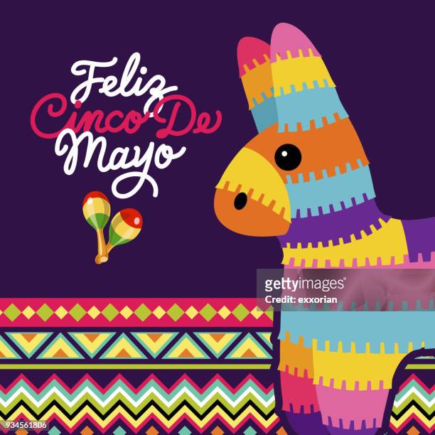 cinco de mayo mexikanische pinata - maraca stock-grafiken, -clipart, -cartoons und -symbole