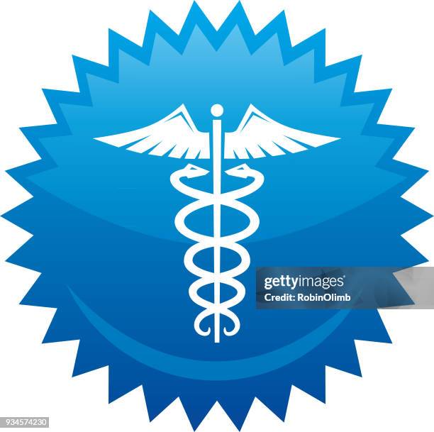 caduceus emblem - care label stock illustrations