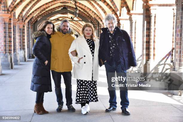 Carina Sandhaus, Micha Mang, Alina Wichmann and Wolfgang Niedecken attend the Semmel Concerts Press Lunch on March 19, 2018 in Berlin, Germany.