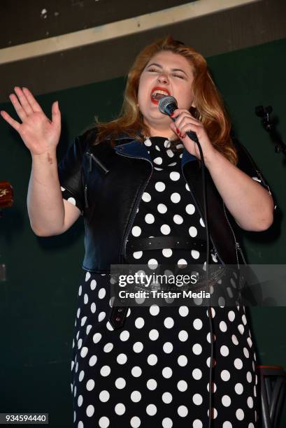 German singer Alina Wichmann performs the Semmel Concerts Press Lunch on March 19, 2018 in Berlin, Germany.