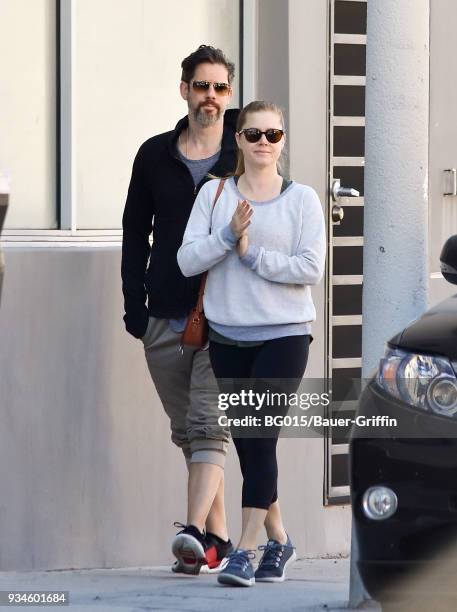 Darren Le Gallo and Amy Adams are seen on March 19, 2018 in Los Angeles, California.