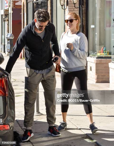 Darren Le Gallo and Amy Adams are seen on March 19, 2018 in Los Angeles, California.