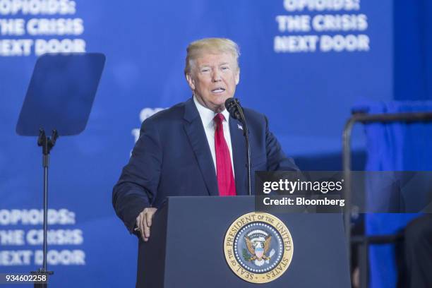 President Donald Trump speaks during an event at Manchester Community College in Manchester, New Hampshire, U.S., on Monday, March 19, 2018....