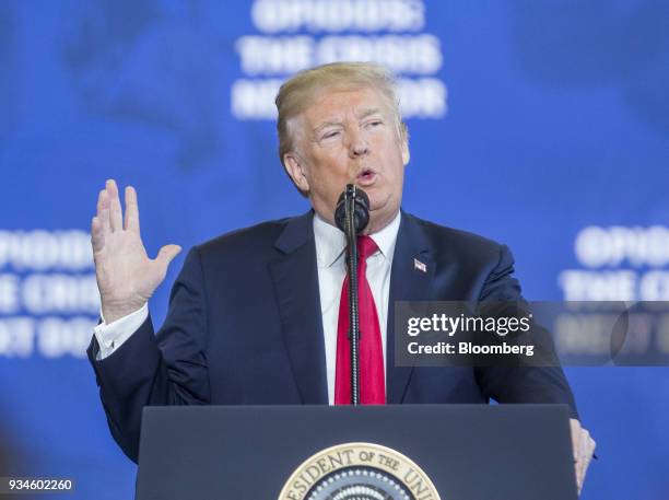 President Donald Trump speaks during an event at Manchester Community College in Manchester, New Hampshire, U.S., on Monday, March 19, 2018....