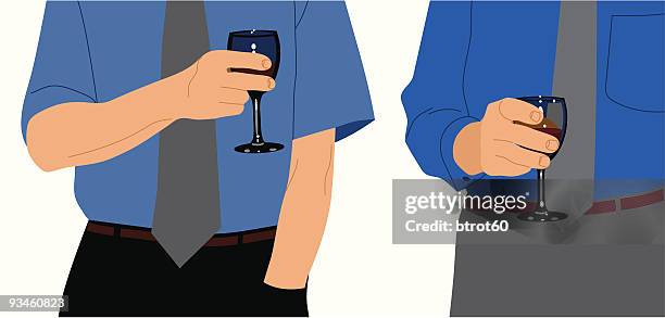 two men networking - friends drinking wine stock illustrations