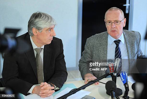 Strasbourg's prosecutor Jacques Louvel and Eric Voulleminot, Head of the Criminal Investigation Department of Strasbourg, give a press conference on...