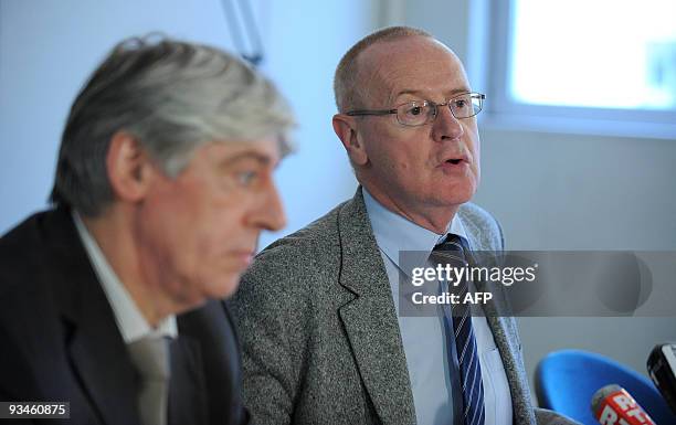 Strasbourg's prosecutor Jacques Louvel and Eric Voulleminot, Head of the Criminal Investigation Department of Strasbourg, give a press conference on...