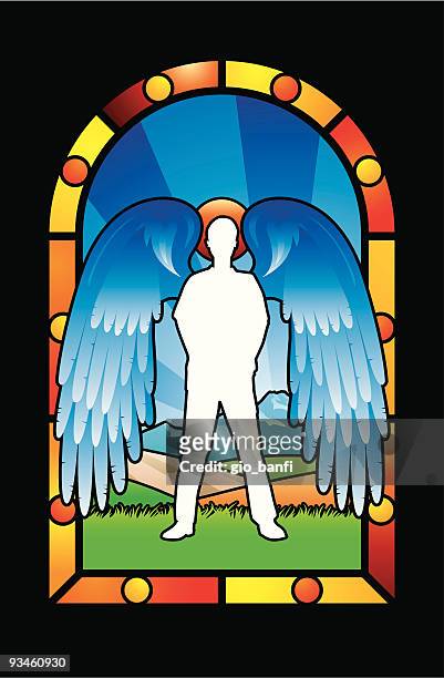 angel - stained glass angel stock illustrations