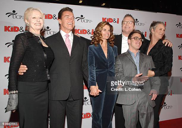 Penelope Spheeris, director/producer, Arnold Schwarzenegger, Maria Shriver, Tom Arnold, Eric Gores and Jamie Lee Curtis